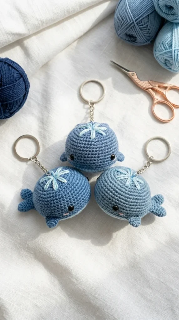 Crochet Whale Keychain