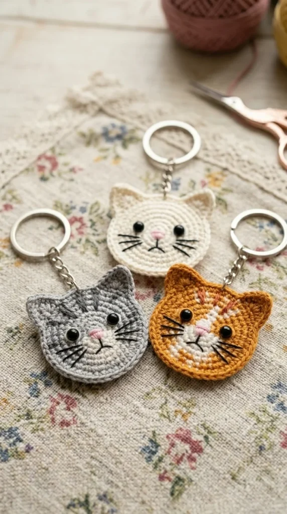  Mini Cat Face Keychain