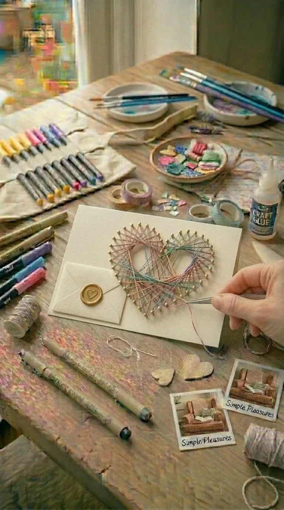 Thread Art Heart Card