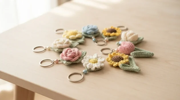 20 Gorgeous Flower Crochet Keychain Pattern Ideas for Pretty Everyday Accessories