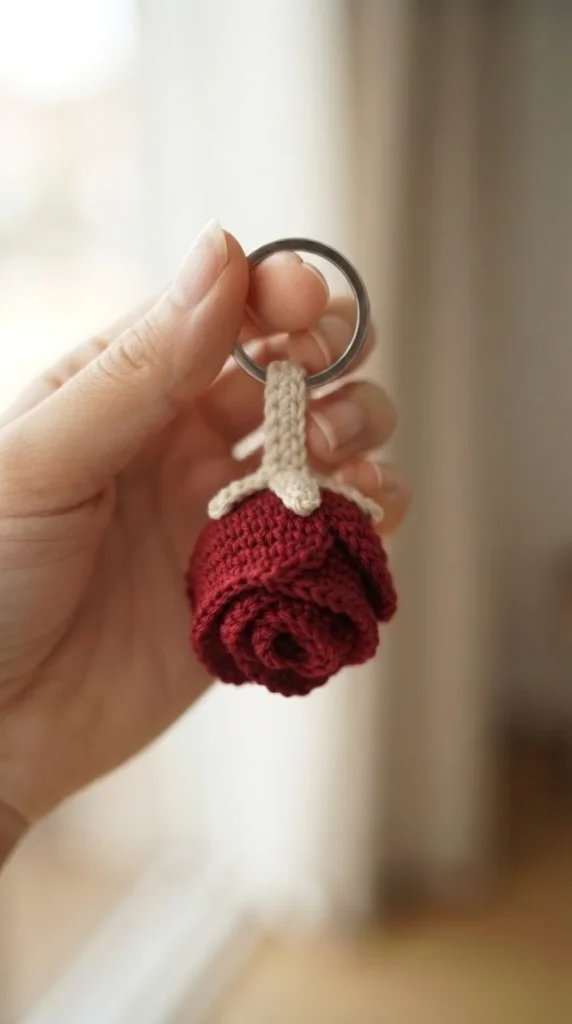 3D Rose Bud Keychain