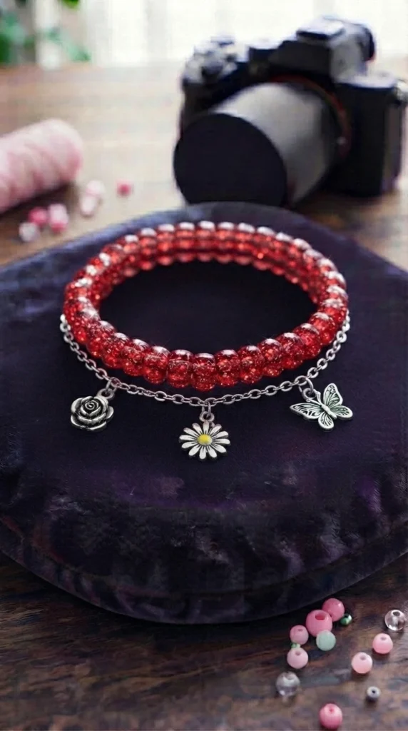 Glitter Bead Charm Bracelet