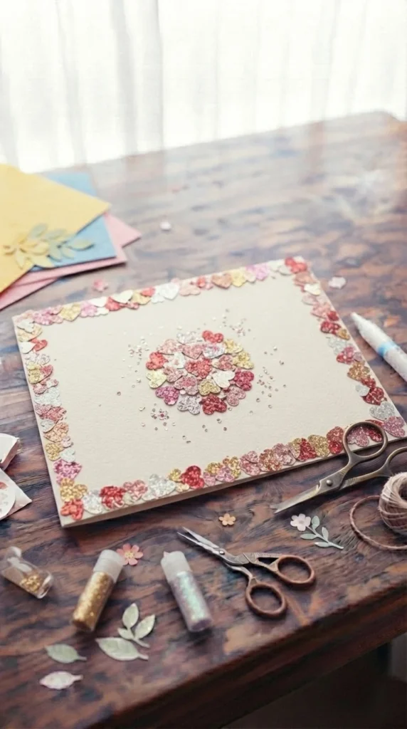 Glitter Heart Border Card