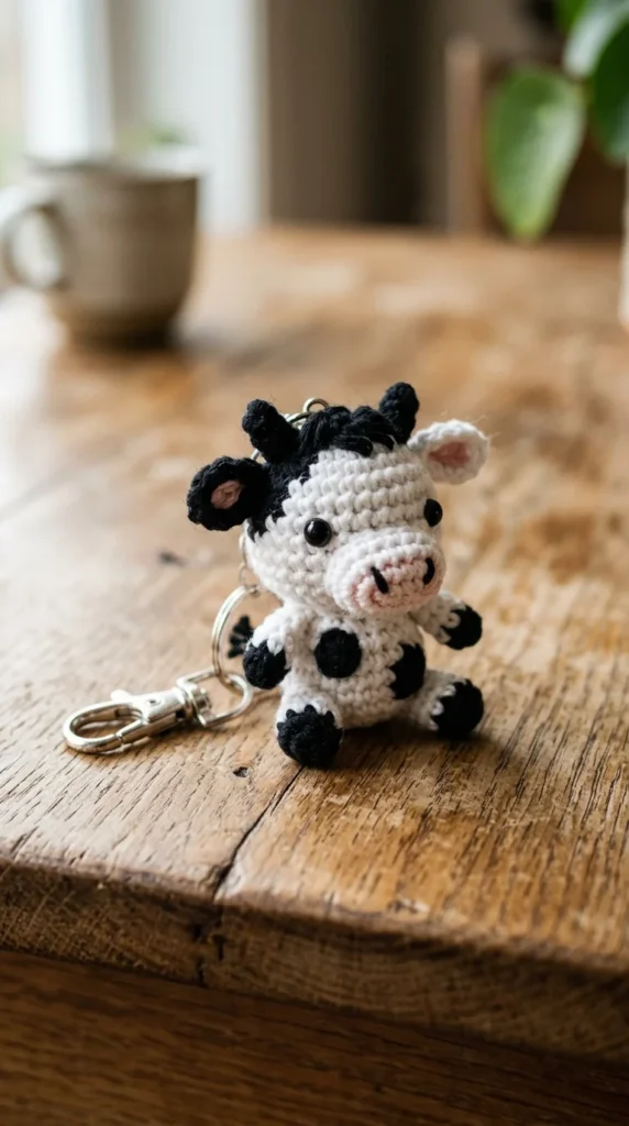 Mini Cow Amigurumi Charm
