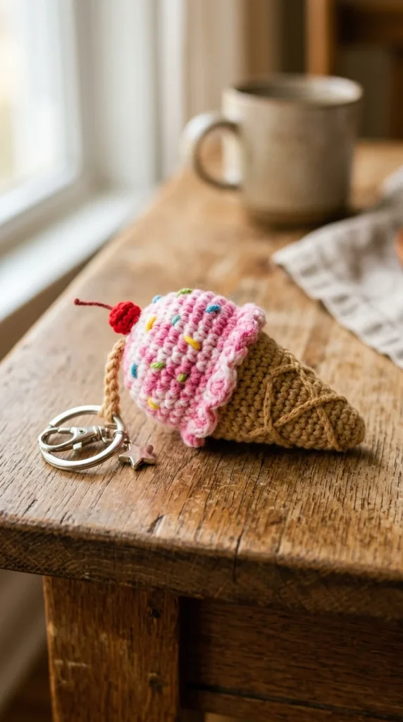 Mini Ice Cream Cone Keyring
