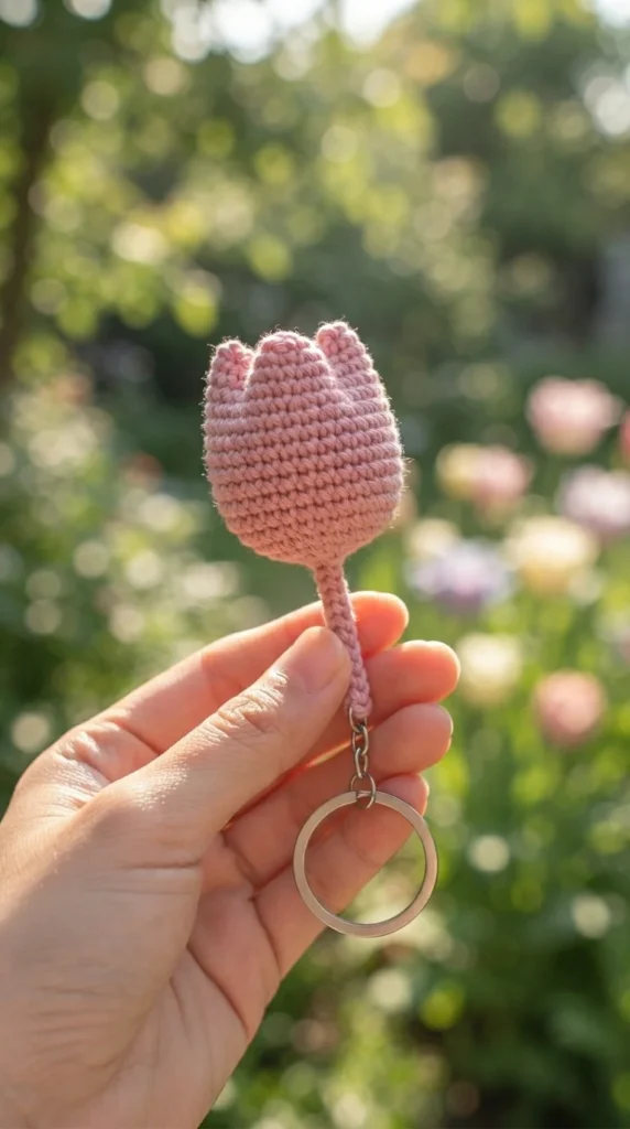 Pink Tulip Keychain