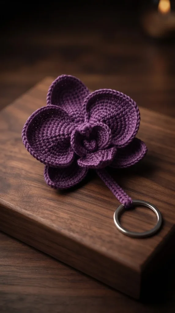 Purple Orchid Keychain
