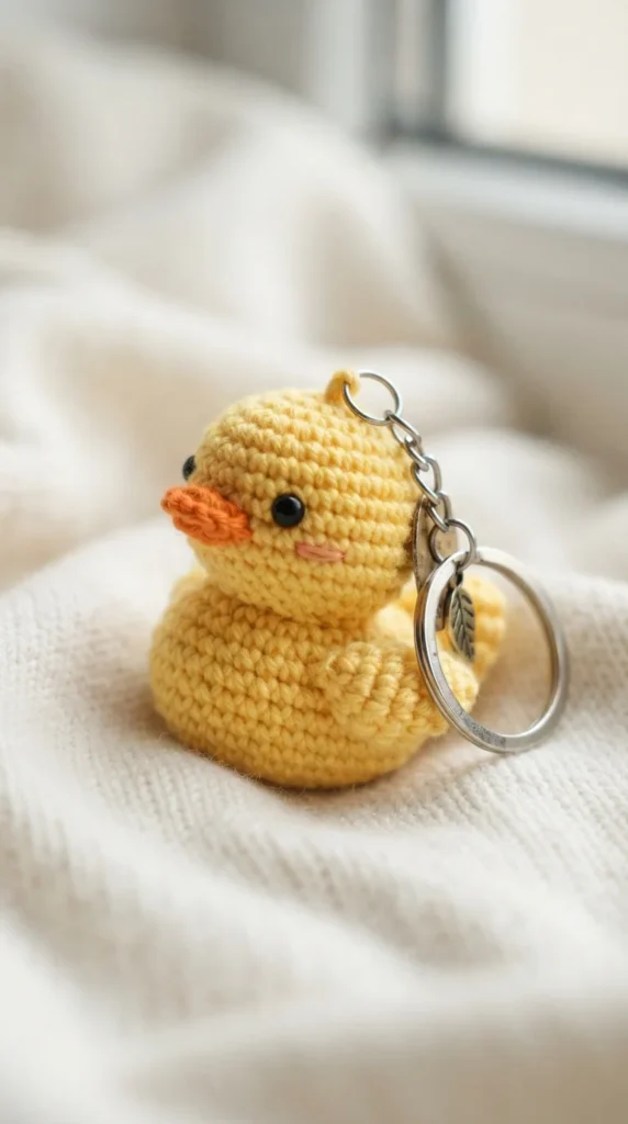Small Duck Amigurumi Keyring