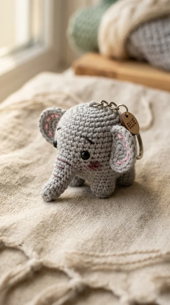 Tiny Elephant Amigurumi Charm