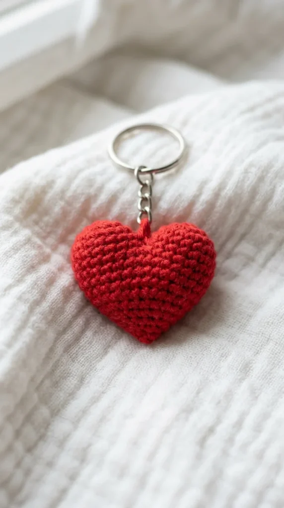 Tiny Heart Crochet Keyring