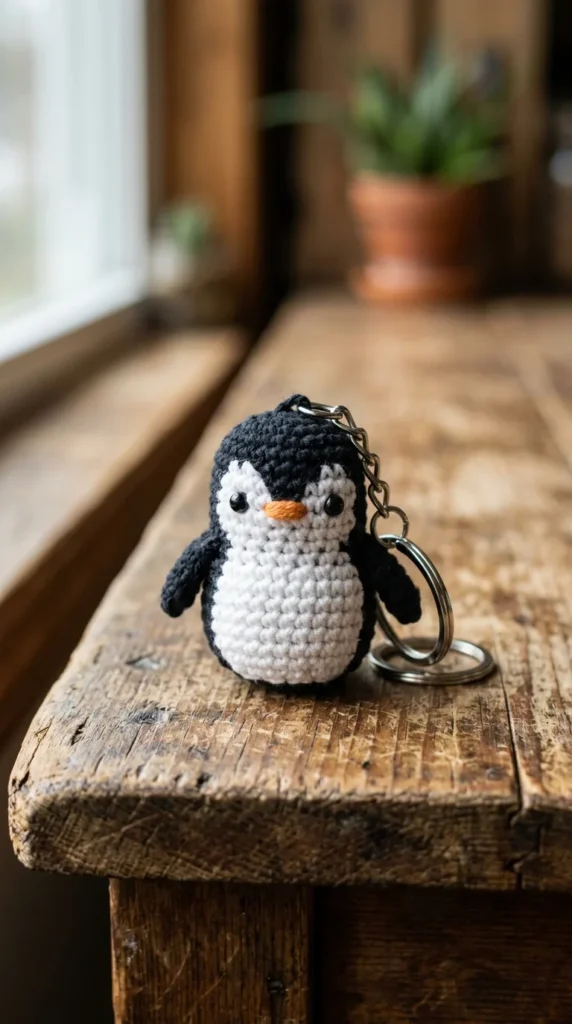 Tiny Penguin Crochet Charm