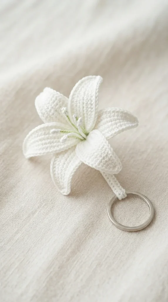 White Lily Keychain