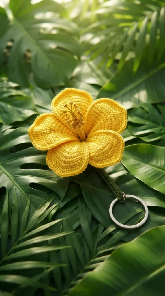 Yellow Hibiscus Keychain