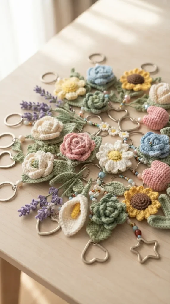 flower crochet keychain pattern